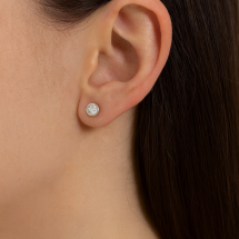 9ct White Gold Round Brilliant Bezel Stud Earrings