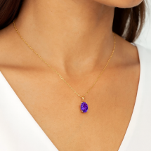 9ct Yellow Gold Amethyst CZ February Pendant