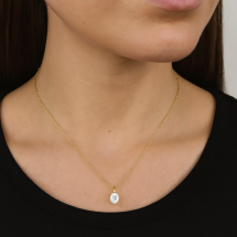 9ct Yellow Gold White CZ April Pendant And Chain