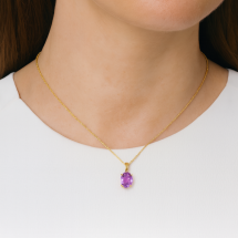 9ct Yellow Gold Alexandrite CZ June Pendant And Chain