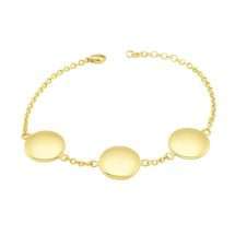 Sterling Silver Gold Plated Triple Disk Adjustable Bracelet