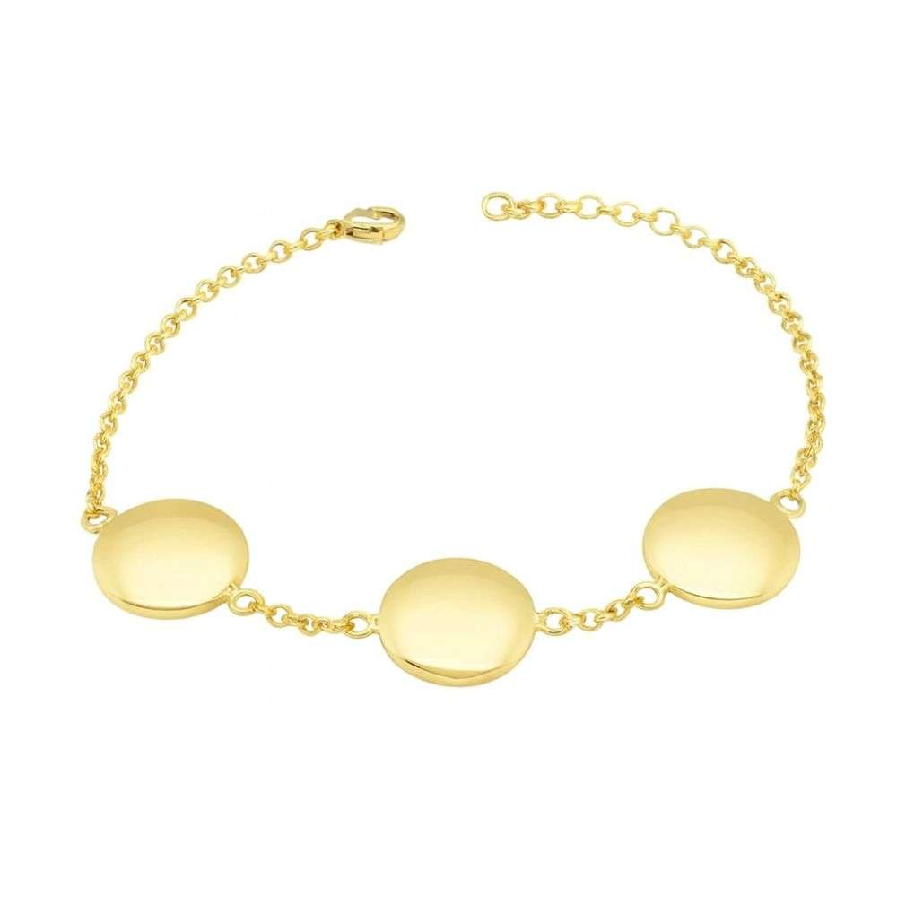 GL1936 Sterling silver gold plated triple disk bracelet front image