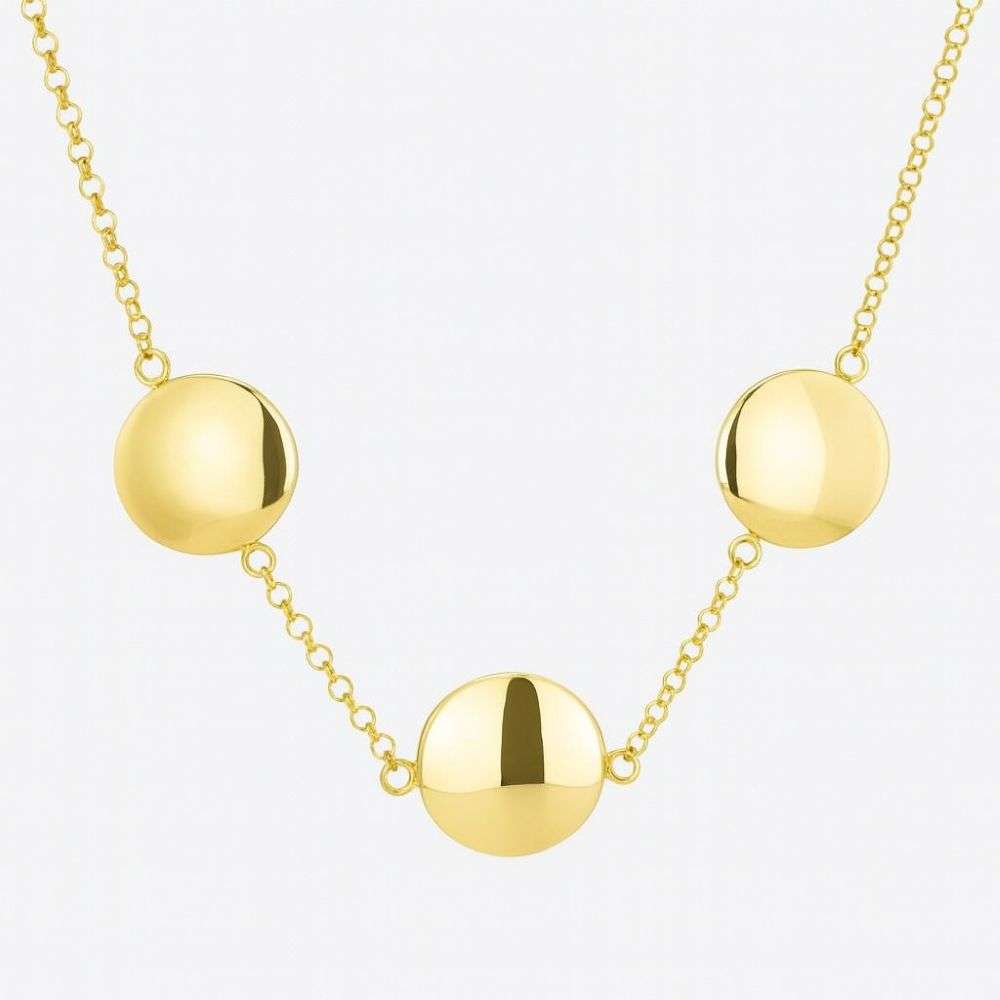GL1937 Sterling silver gold plated triple disk chain necklace front image