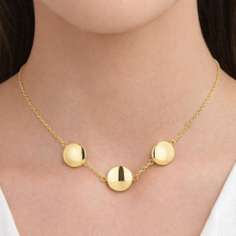 Sterling Silver Gold Plated Triple Disk Necklace