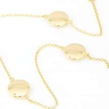 Sterling Silver Gold Plated Disks Long 28 Inches Chain