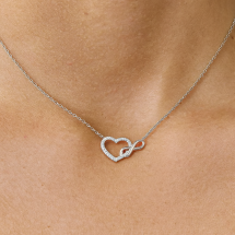 Sterling Silver CZ Set Heart Infinity Link Necklace