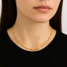 Sterling Silver Gold Polished Coffee Bean Link Necklace Chain