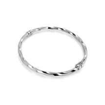 Sterling Silver Polished Twist Design Hinged Bangle