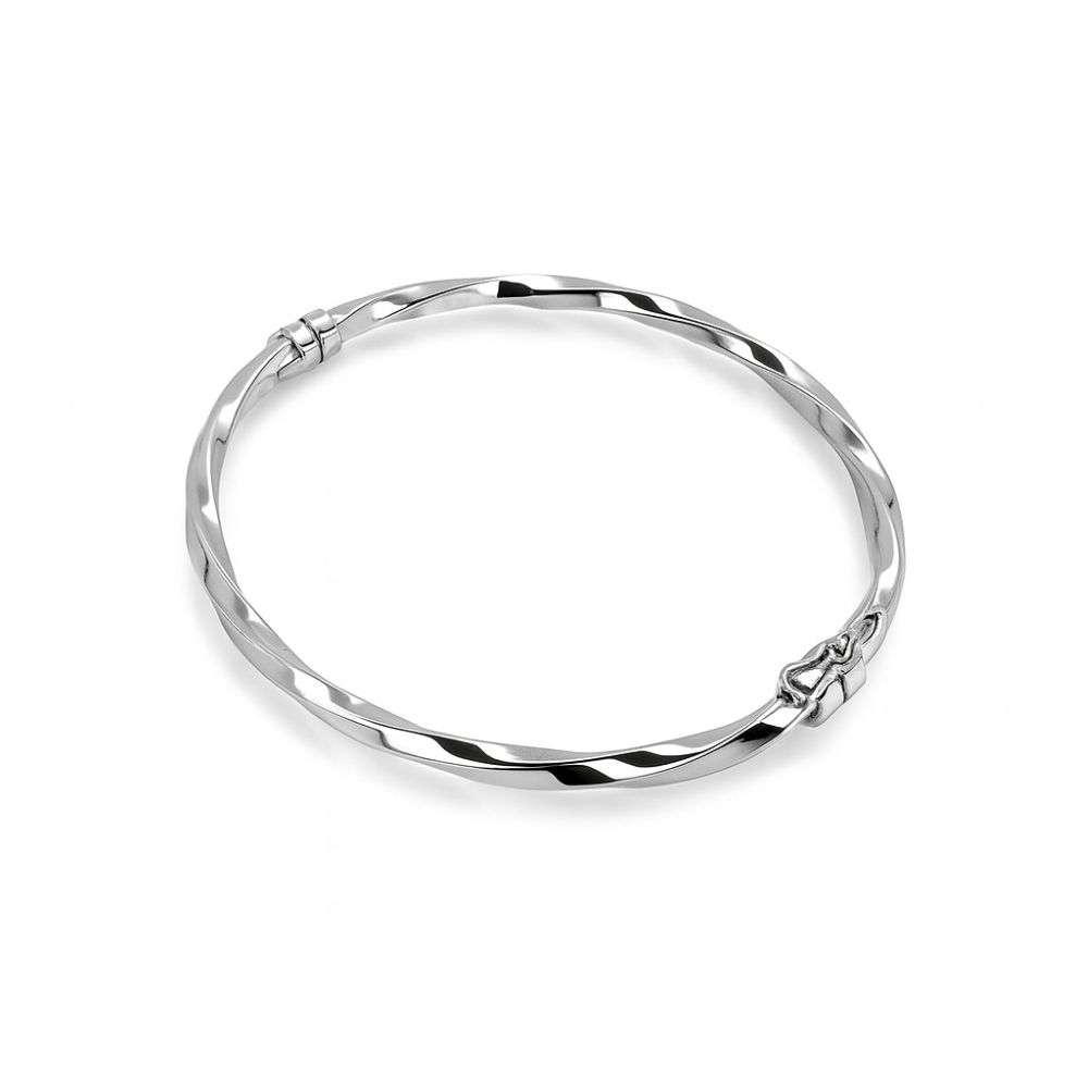 GVG230 sterling silver twist design hinged bangle front top image