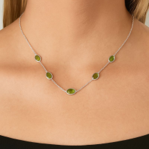 Sterling Silver Peridot Colour CZ Chain