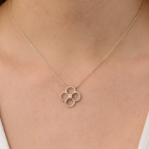 Sterling Silver CZ Set Clover Adjustable Length Pendant