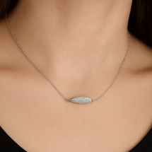Sterling Silver Sideways Feather Pendant On Chain