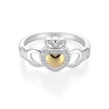 Sterling Silver Gold Heart Claddagh Ring P618308