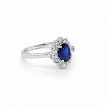 Platinum 86pts Lab Sapphire 30pts Lab Diamond Ring