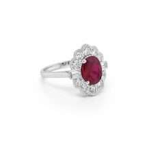 Platinum 2.03cts Lab Ruby 1.00pts Lab Diamond Ring