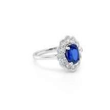 Platinum 2.25cts Lab Sapphire 1.00pts Lab Diamond Ring