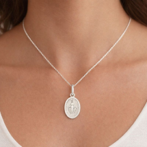 Sterling Silver Small Miraculas Medal And Chain