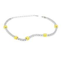 Sterling Silver CZ Tennis Kiss Gold Links Bracelet