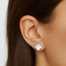 Sterling Silver Mother Pearl Clover Stud Earring