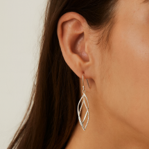 Sterling Silver Plain And Twist Drop Earrings