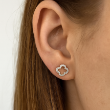 9ct Yellow Gold 0.18ct Real Diamond Petal Stud Earrings