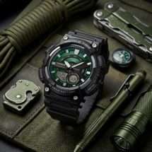 Casio Black Silicon World Time Watch AEQ-110W-3A2VEF