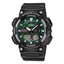 Casio Black Silicon World Time Watch AEQ-110W-3A2VEF