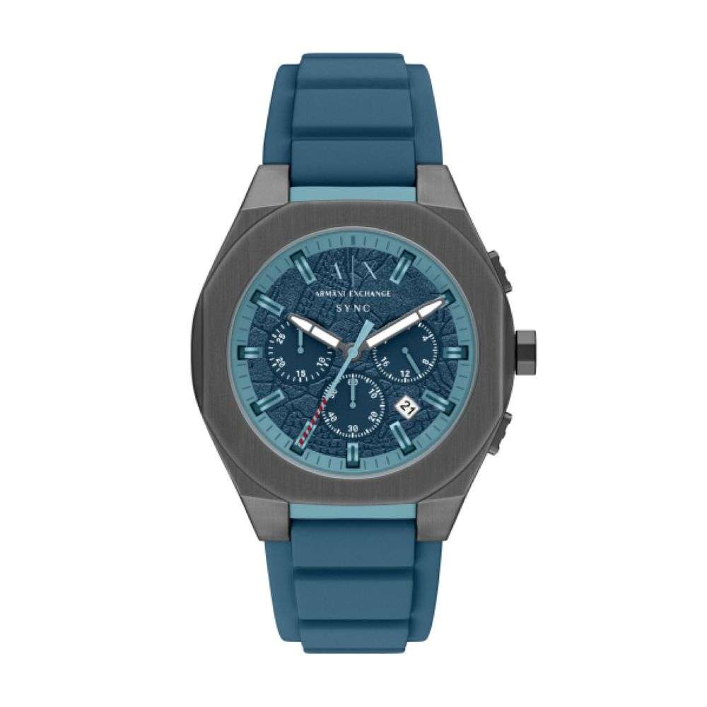 AX4291 Armani Exchange blue silicon strap Snyc watch front image