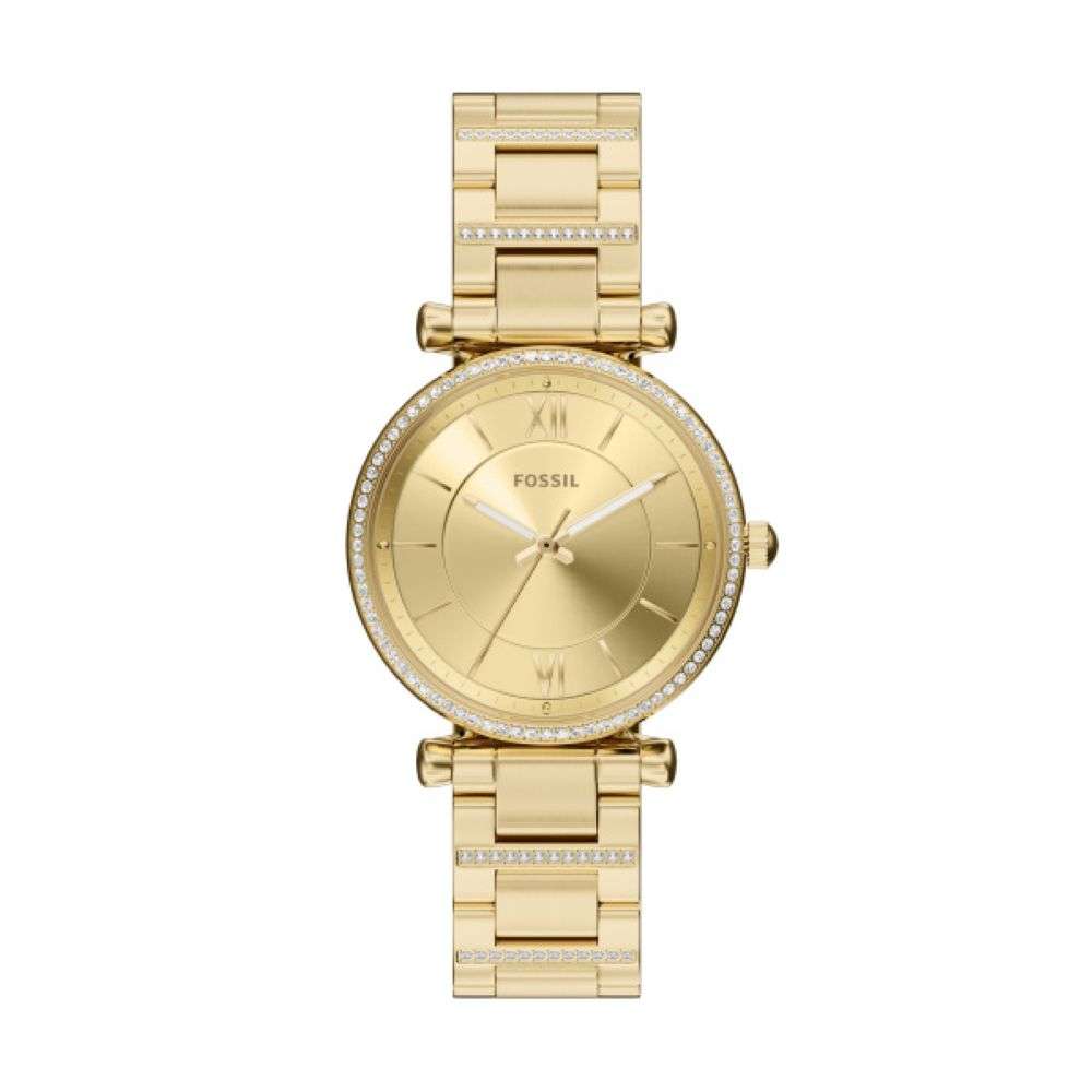 ES5465 Fossil ladies gold carlie bracelet watch front image