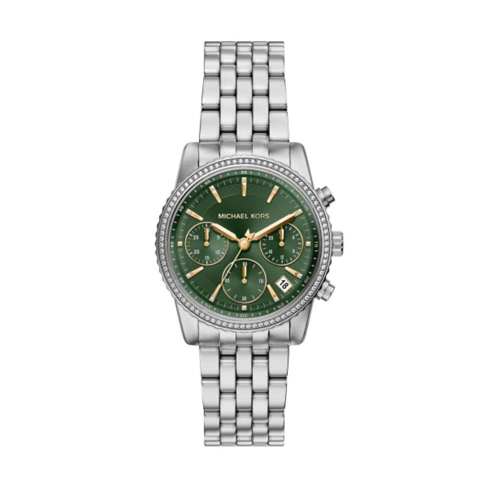 MK7583 Michael Kors Bryant ladies steel watch green dial watch front image