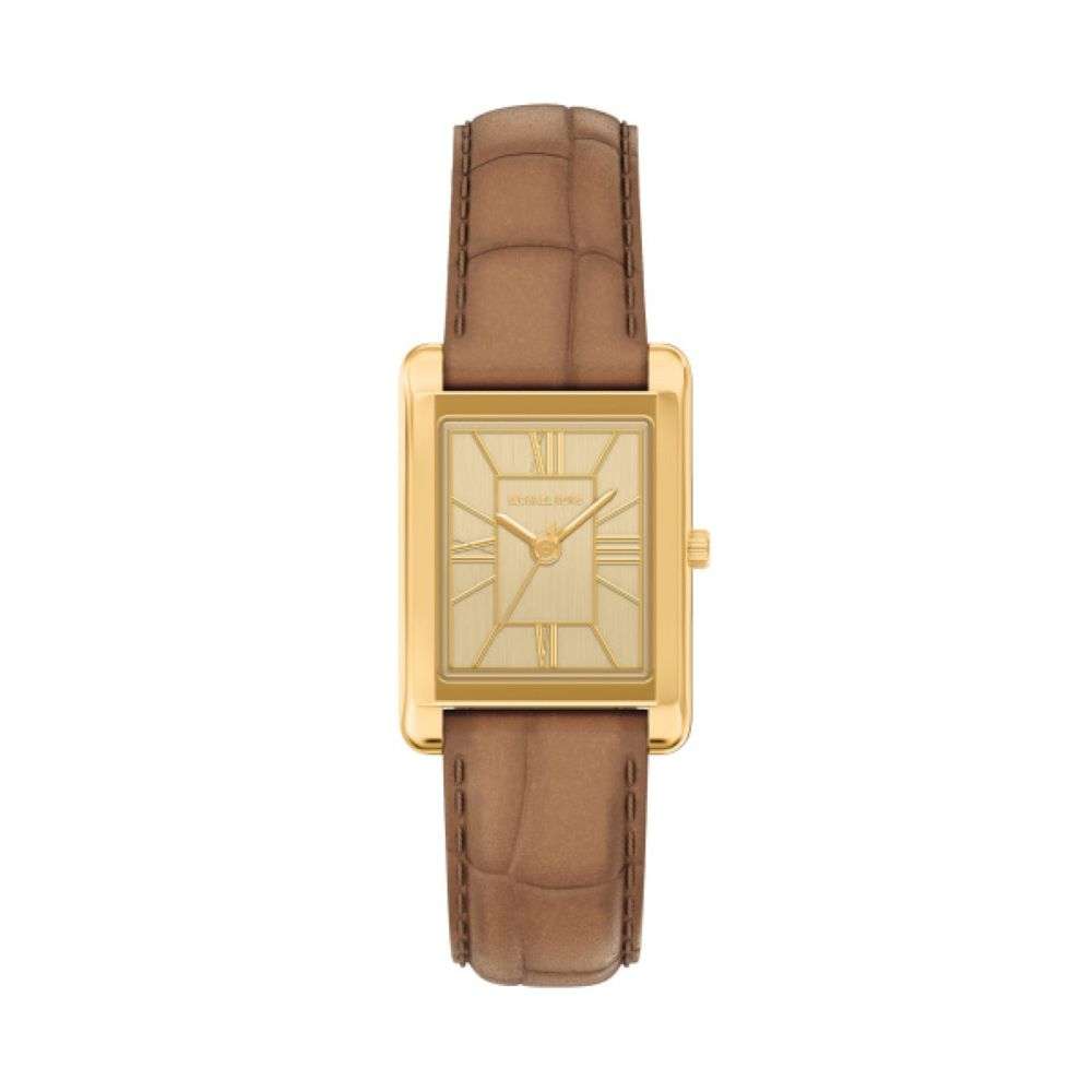 MK7584 Michael Kors Essex ladies gold case leather strap watch front image MK7584 Michael Kors Essex ladies gold case leather strap watch front image