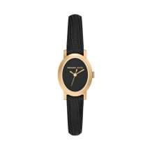 Michael Kors Lds Maude Gold Case Leather Watch MK7585