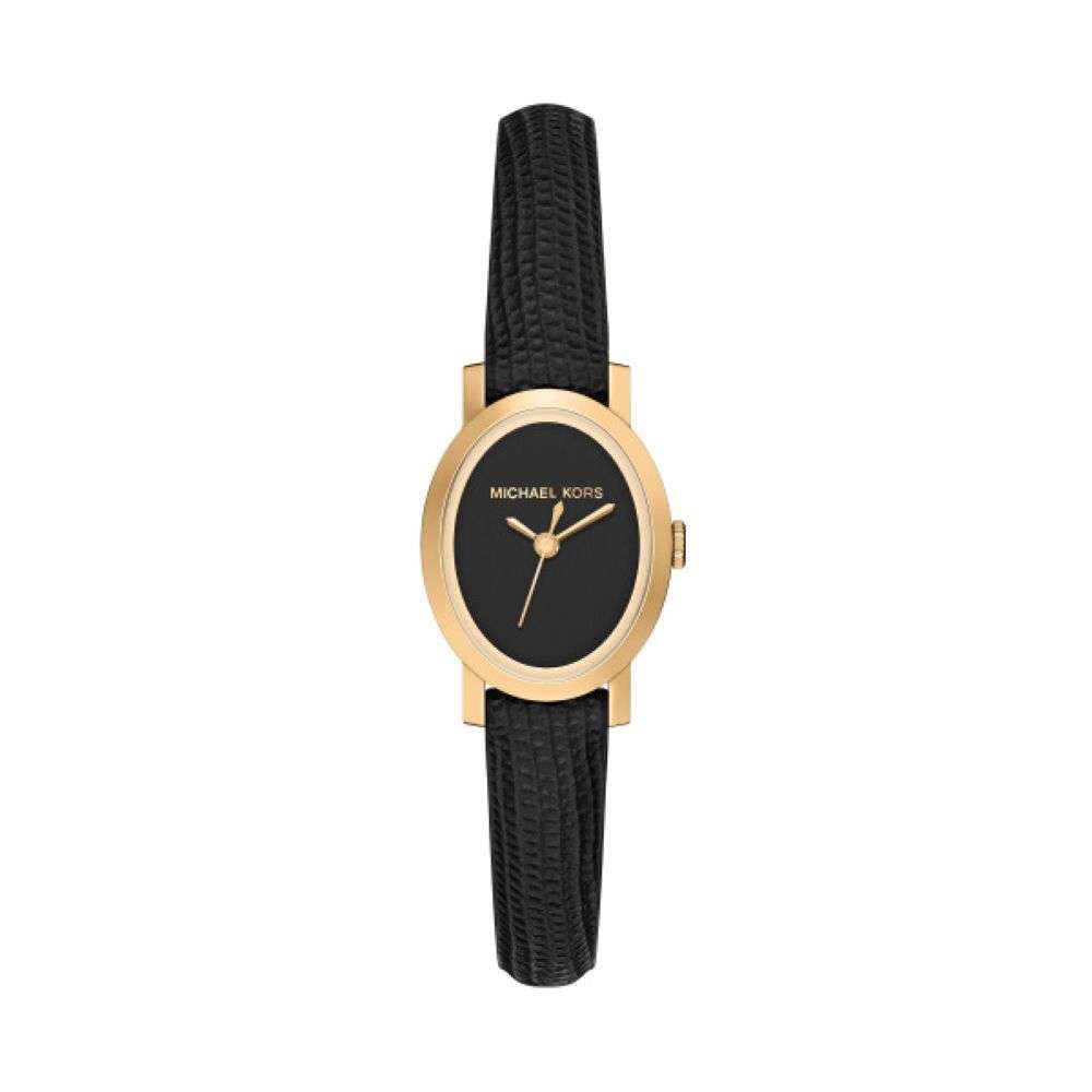 MK7585 Michael Kors Maude gold case leather strap watch front image