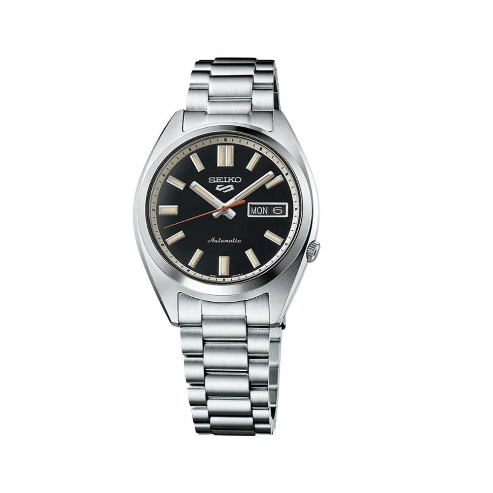 SRPK89K1 Seiko 5 Automatic Mens SNXS black dial steel bracelet front image SRPK89K1 Seiko 5 Automatic Mens SNXS black dial steel bracelet front image