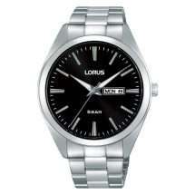 Lorus Mens Steel Black Analogue Watch RJ661AX9