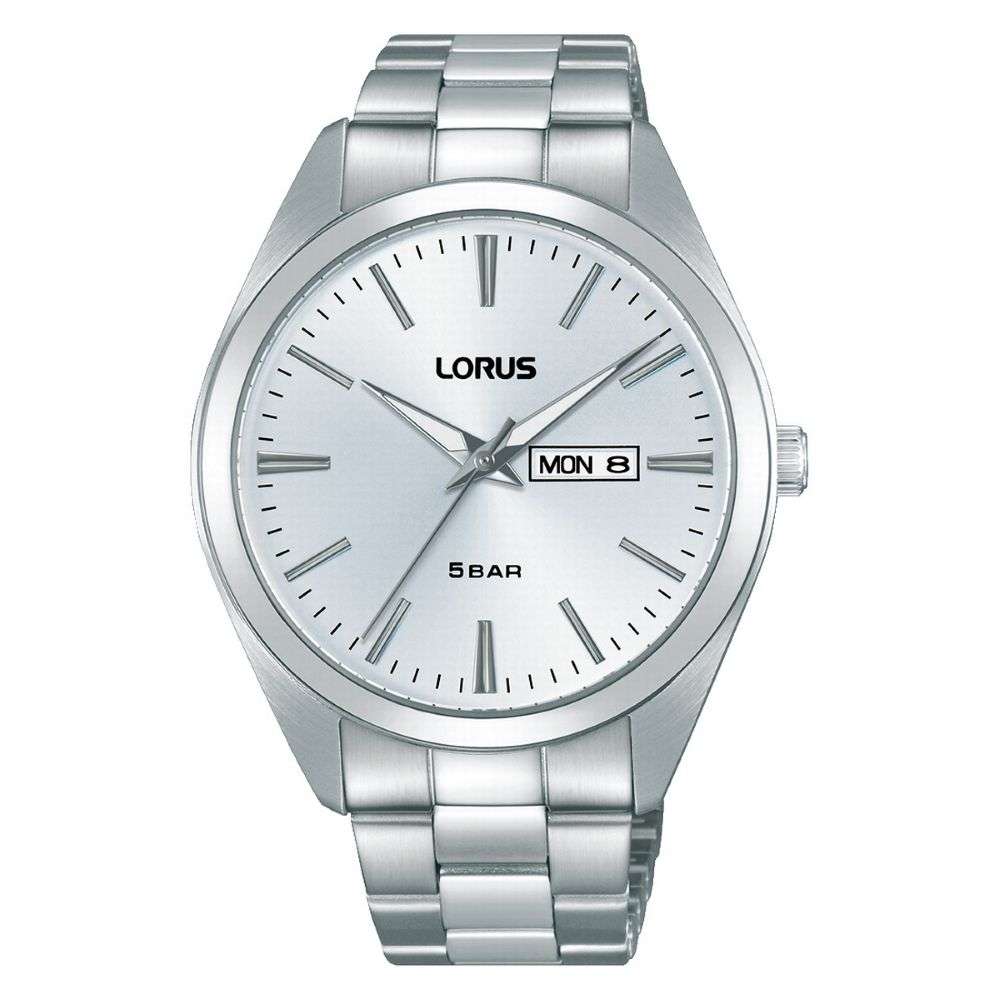 rj663ax9 lorus gents steel bracelet watch front image