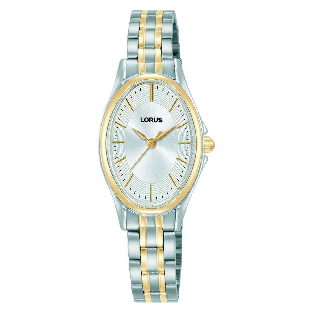 rrx86jx9 lorus ladies gold steel oval case bracelet watch front image