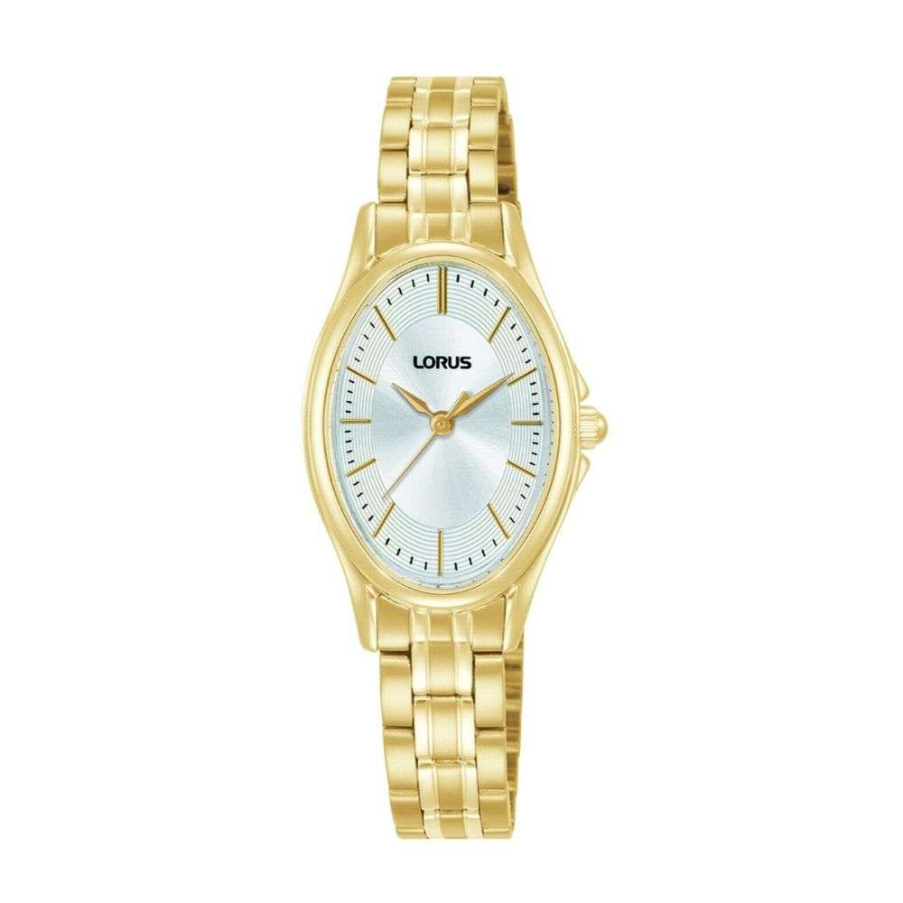 rrx88jx9 Lorus gold bracelet ladies watch oval case front image rrx88jx9 Lorus gold bracelet ladies watch oval case front image