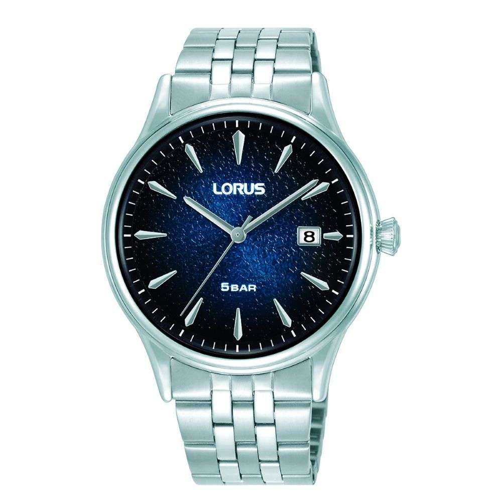 rs905ex9 lorus gents steel bracelet blue dial watch front image