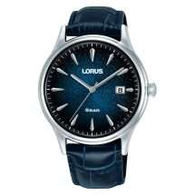 Lorus Mens Steel Case Blue Dial Leather Watch RS995DX9