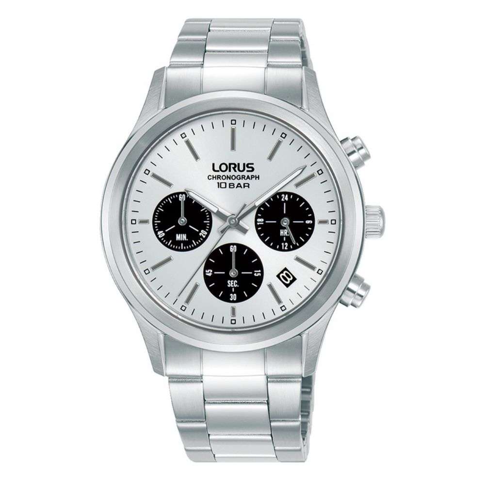 rt333lx9 lorus gents steel chronograph watch front image