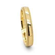 18ct Yellow Gold 3mm Beaded Millgrain Edge Wedding Ring