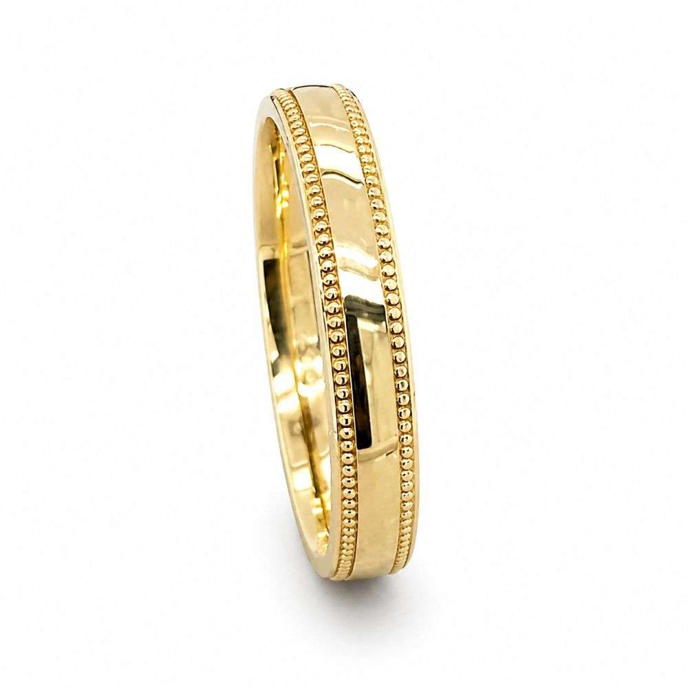 18KY-DC116-3MML 18ct yellow gold beaded edge trad court wedding band standing image