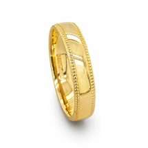 18ct Yellow Gold 4mm Beaded Millgrain Edge Wedding Ring
