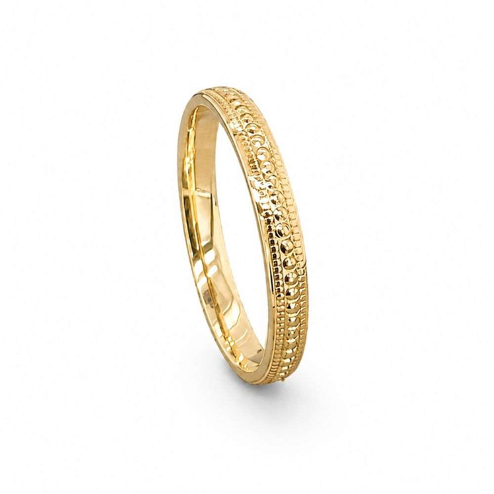 18KY-DC118-2.5MML 18ct yellow gold 2.5mm diamond cut centre trad court wedding band standing image
