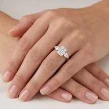 18ct Gold 1.70ct Lab Emerald Cut Pear Diamond 3 Stone Ring