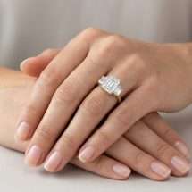 18ct Gold 3.60ct Lab Emerald Cut Lab Diamond 3 Stone Ring