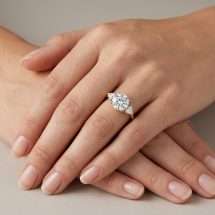 18ct Gold Round And Trilliant Cut 3.20ct Lab Diamond 3 Stone