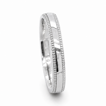 9ct White Gold 2.5mm Beaded Millgrain Edge Wedding Ring