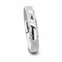 9ct White Gold 3mm Twisted Rope Edge Wedding Ring